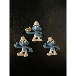 Vintage 1980s Smurf Magnets Peyo Schleich Hong Kong Brainy Smurf Wallace‎ Berrie